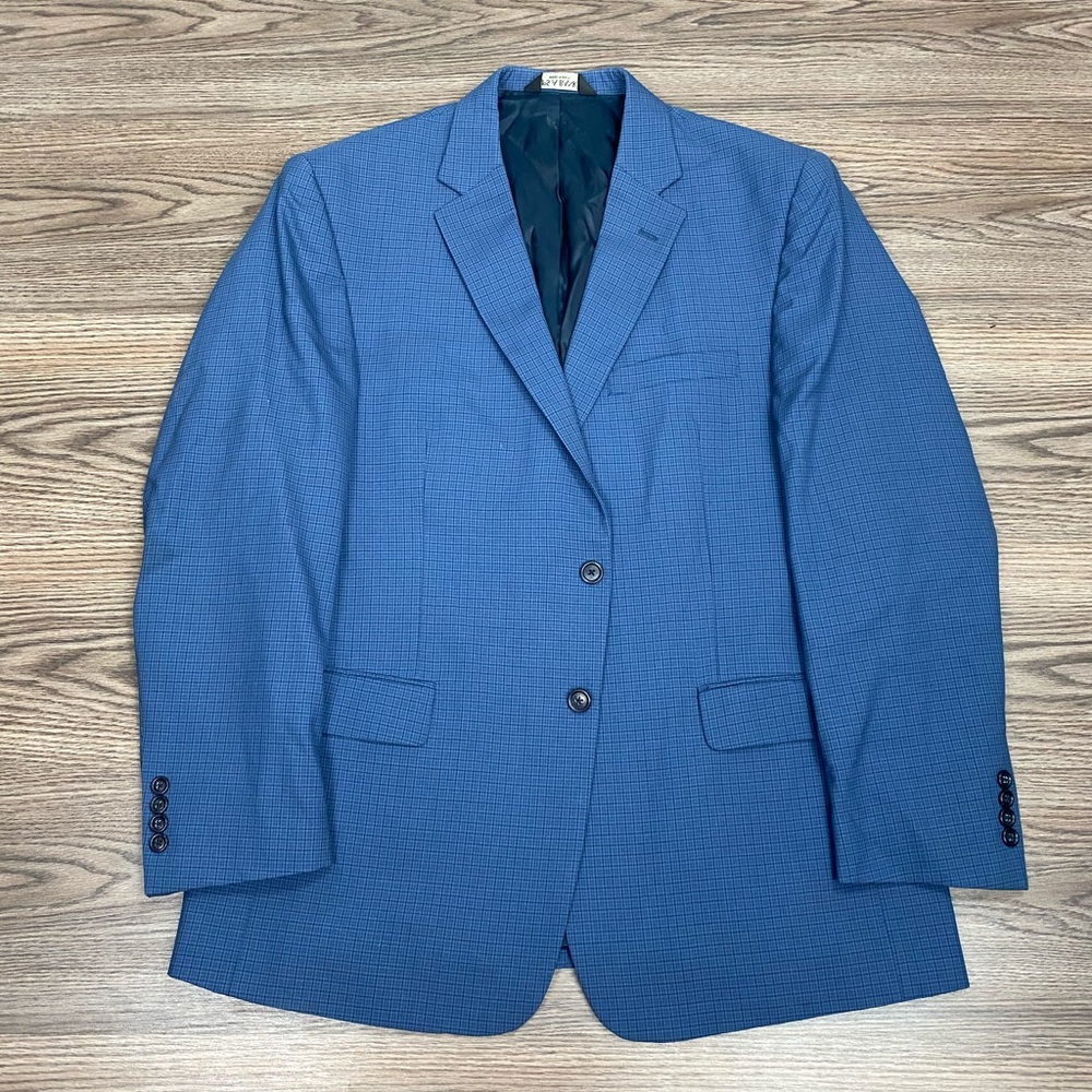 Jos A Bank Blue & Navy Plaid Sport Coat 44R